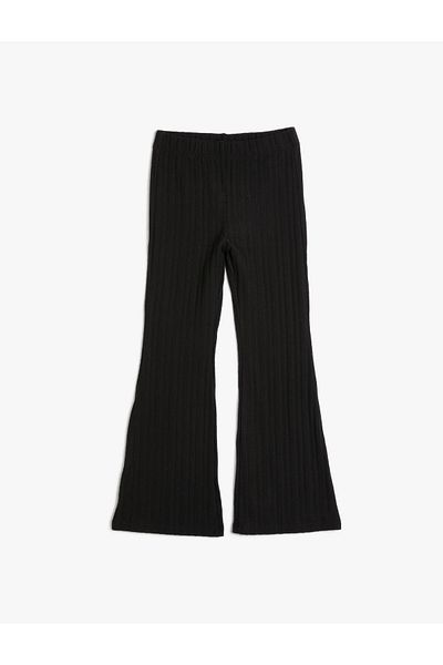 Koton Flared Leg Trousers with Ribbed Elastic Waist