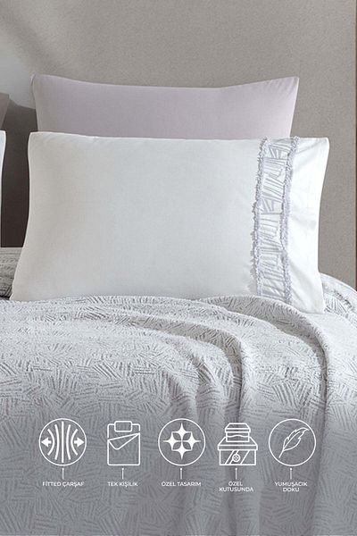 Elart Gray Giza Blanket Set - Single, 4 Pieces