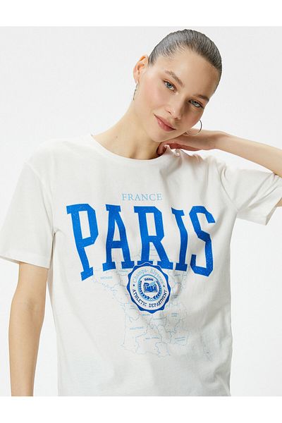 Koton Tricou imprimat, cu mâneci scurte, decolteu, bumbac