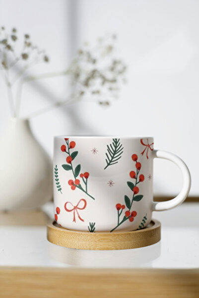 EYBaskı Tasarım White Porcelain Patterned Nescafe Cup
