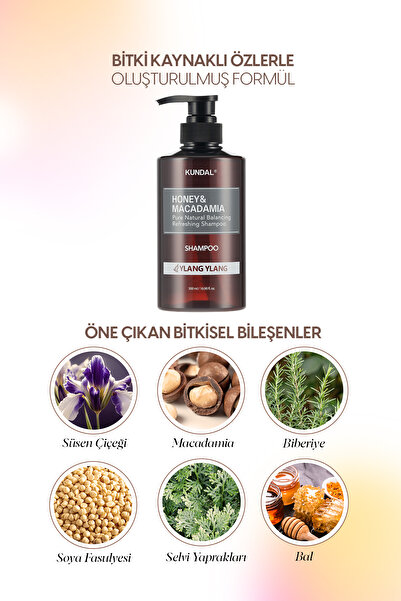 Kundal Kırılma Karşıtı Besleyici Bakım Şampuanı KUNDAL Honey & Macadamia Nature Shampoo 500ml Ylang Ylang