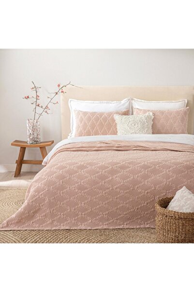 Chakra Marques Yatak Örtüsü Çift Kişililk Pudra