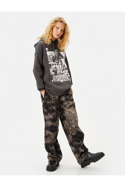 Koton Printed Hooded Sweat Music Themed Long Sleeve