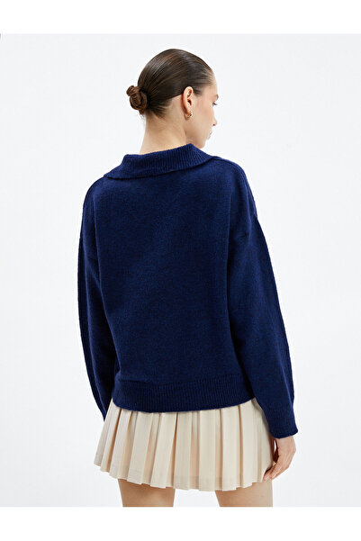 Koton Póló nyakú kötött pulóver kényelmes szabású, hosszú ujjú, puha textúrájú