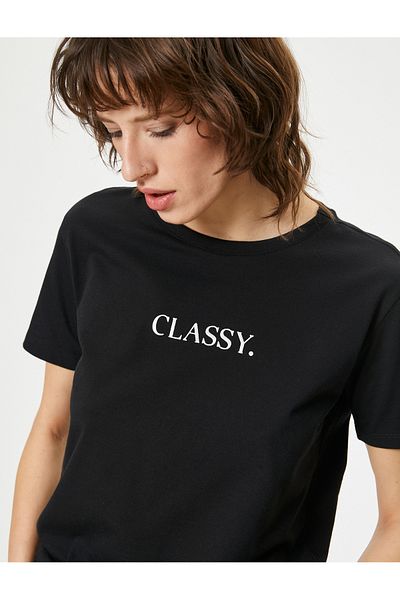 Koton Cotton Short Sleeve Crew Neck Printed T-Shirt