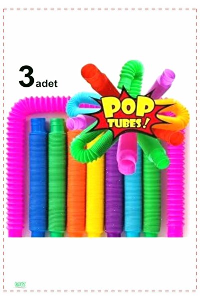 OMZ Pop Tubes 3 Adet Rengarenk Popit Boru Kız Oyuncak Erkek Cocuk Egitici Montessori Oyuncaklar