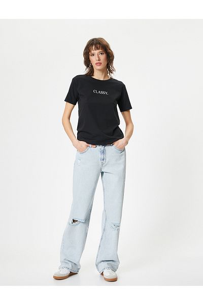 Koton Cotton Short Sleeve Crew Neck Printed T-Shirt