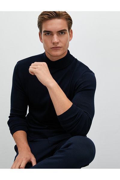 Koton Pulover pe jumătate cu gât cu mânecă lungă texturată