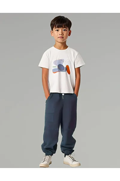 minojoy Boys' Cotton T-Shirt - Gavin Ecru Printed