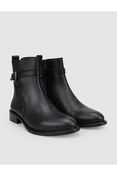 Cabani 100% Genuine Leather Black Zippered Women's Casual Boots