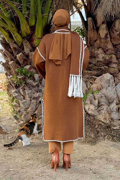 Bym Fashion Taba Knitwear Ζακέτα με Σκουφάκι - Μοντέλο 12156