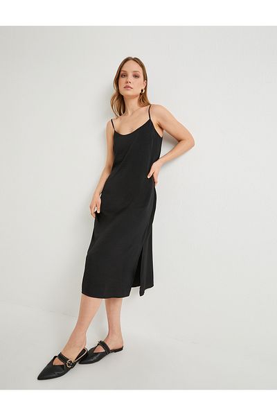Koton Midi Strap Dress with Slit Detail