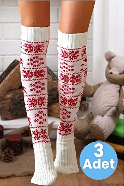 Trenderrs Жіночі новорічні гольфи з візерунком сніжинок, 3 пари