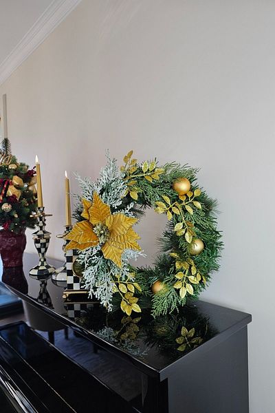 Ella's Design Studio Yellow Velvet Ponsetya Pique Floral Door Wreath - New Home & Year Gift