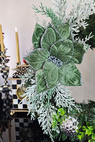 Ella's Design Studio Green Velvet Pique Floral Door Wreath - New Year and New Home Gift
