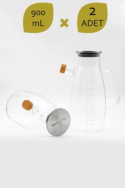 Masterchef Double Glass Sauce Bowl with Metal Lid - Oil Bowl - Oil Bowl - Borosilicate