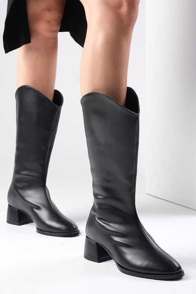 Mio Gusto Fabia Schwarze Unterkniestiefel für Damen
