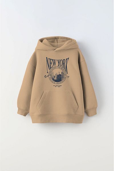The Champ Clothing Παιδική φούτερ με κουκούλα σε μπεζ χρώμα New York