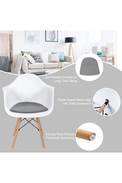 Mahmayi Ultimate Eames Style DAW ArmChair - White (Pack of 2)