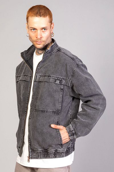 LTC Jeans Ανδρικό τζιν μπουφάν με φερμουάρ, μαύρο Snow Wash