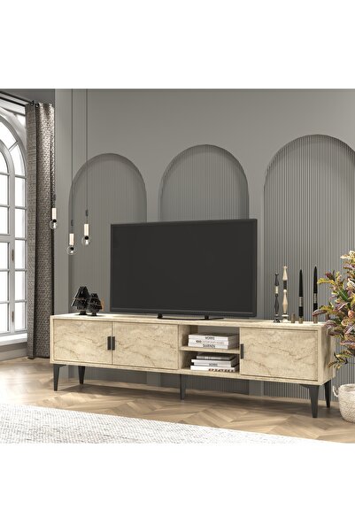 Cool Home Marin Tv Ünitesi Tv Sehpası 180 cm Traverten ( Mermer Desen )