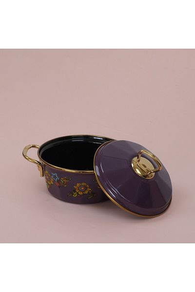 Glore Lorena Purple Enamel 16cm Pot with Lid