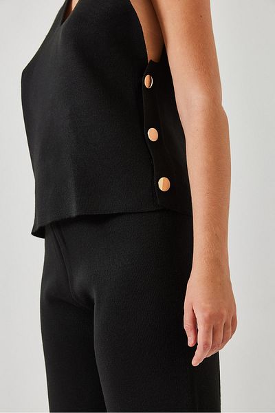 Bianco Lucci Women's Knitwear Bottom and Top Set with Button Detail on the Sides 60351274