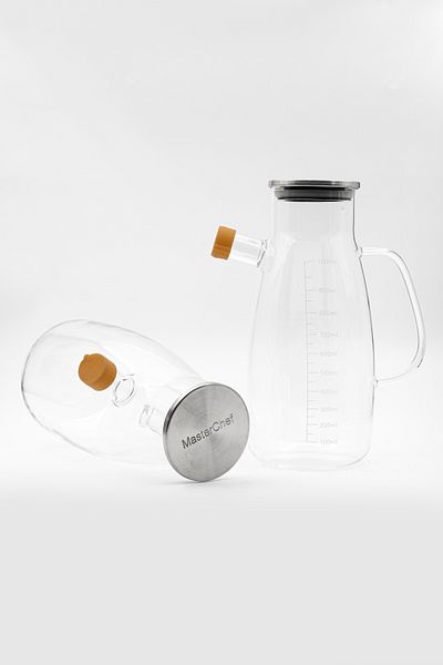 Masterchef Double Glass Sauce Bowl with Metal Lid - Oil Bowl - Oil Bowl - Borosilicate