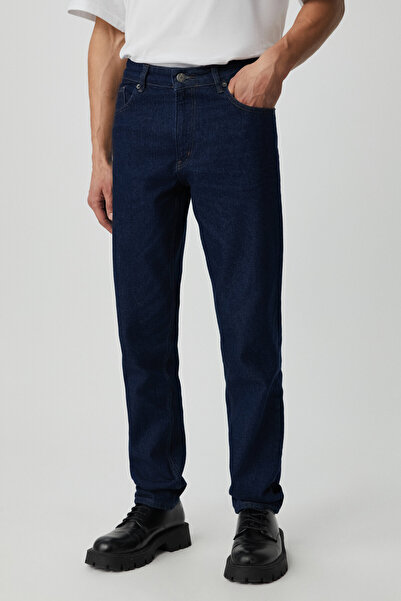 GRIMELANGE BRUNO Erkek Regular Fit Rahat Kesim Kalın Dokulu Yıkama Efektli Magic Denim Koyu Mavi Jeans
