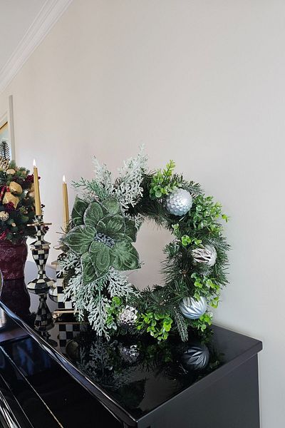 Ella's Design Studio Green Velvet Pique Floral Door Wreath - New Year and New Home Gift