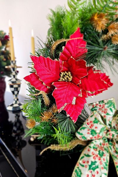 Ella's Design Studio Red Velvet Pique Floral Door Wreath - New Year and New Home Gift