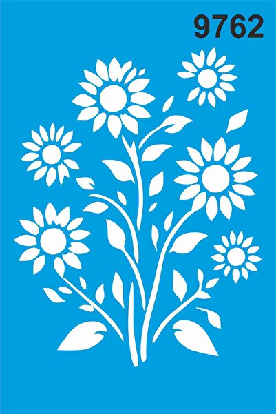 StencilSepeti Sunflower - Stencil Painting Template 20X30