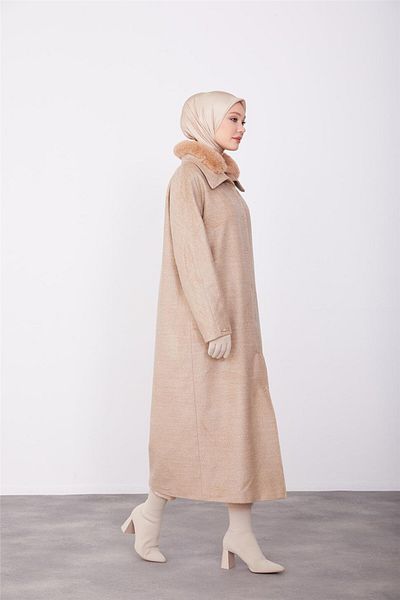 Armine Μπεζ παλτό - Half Fur, Μοντέλο 23k8610