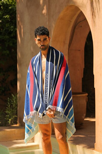 Green Petition Ocean Reef Flame 100x180 cm - Φιλική προς τη φύση, άβαφη πετσέτα θαλάσσης μηδενικών απορριμμάτων με τσάντα μεταφοράς