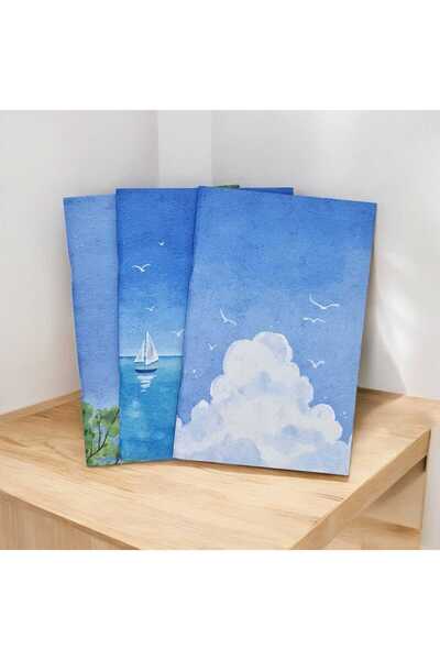 Riyaz Dükkan طقم دفتر ملاحظات مكون من 3 قطع مخطط صباحيًا - مقاس 14 × 21 سم، م...