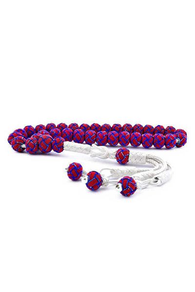 BESKAR Trabzon Burgundy Blue Silver Kazaziye Rosary