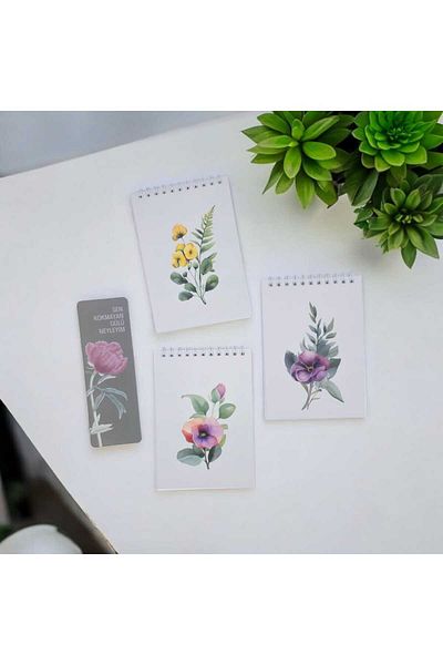 riyaz Spiral Wire Unlined Note Holder - Bouquet Set of 3, A6 Size