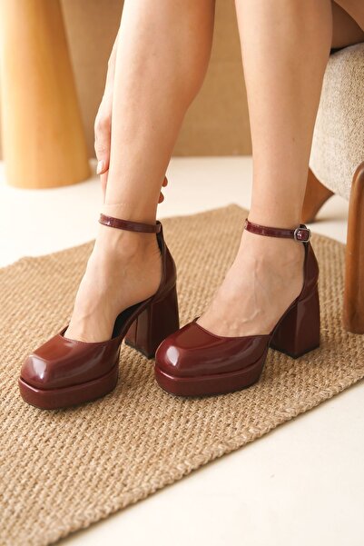 GOFFSHOES Kadın Gander Platformlu Topuklu Ayakkabı - Bordo-Rugan