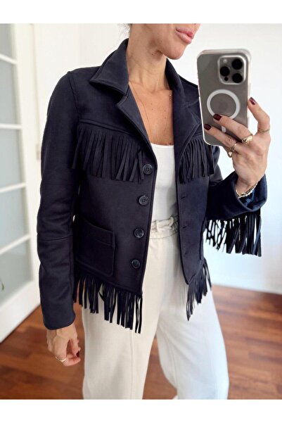 Maldia Shop Замшева жіноча куртка вестерн темно-синього кольору - 1024