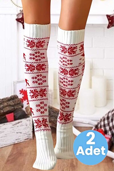 Uniquetrenders Women's New Year's Themed Snowflake Patterned Knee High Socks Set of 2