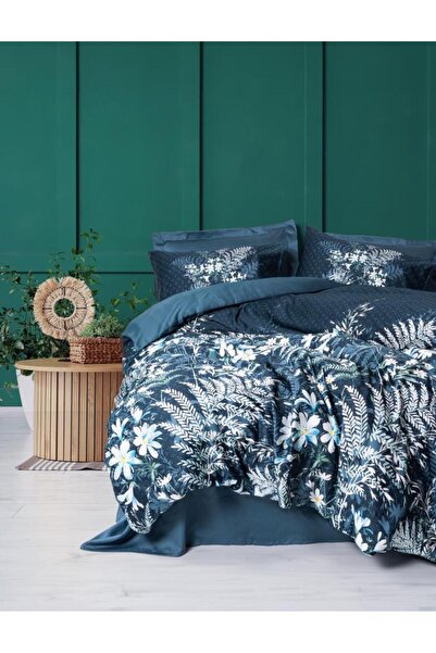 Cotton Box Imvelo Petrol Satin Duvet Cover Double