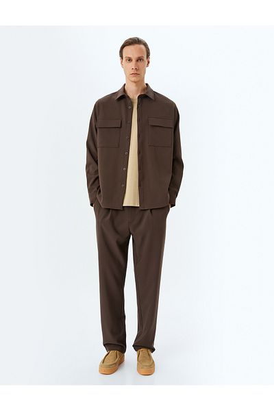 Koton Buttoned Chino Pocket Detailed Palazzo Loose Fabric Trousers