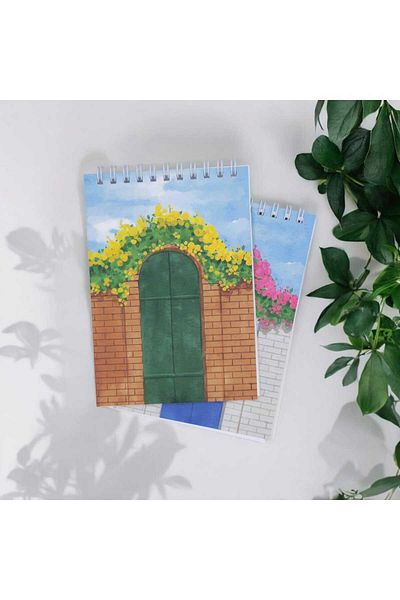 riyaz A6 Size Unlined Spiral Wire Note Holder - Set of 2 Vines