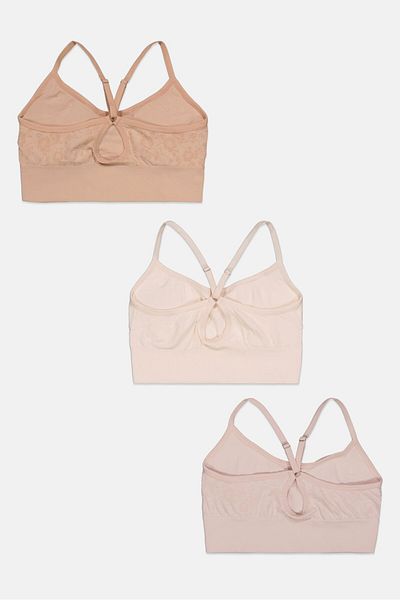 Tahari Women 3 Piece Padded Printed Bra, Beige Combo