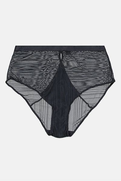 Etam Women High Waist Textured Culotte Panty, Dark Grey