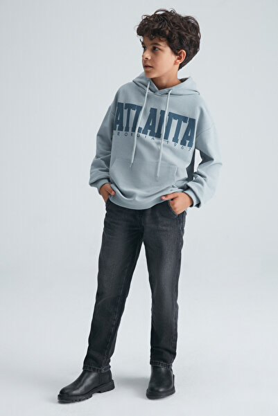 GRIMELANGE Roy chlapecká bavlněná šedá mikina s kapucí