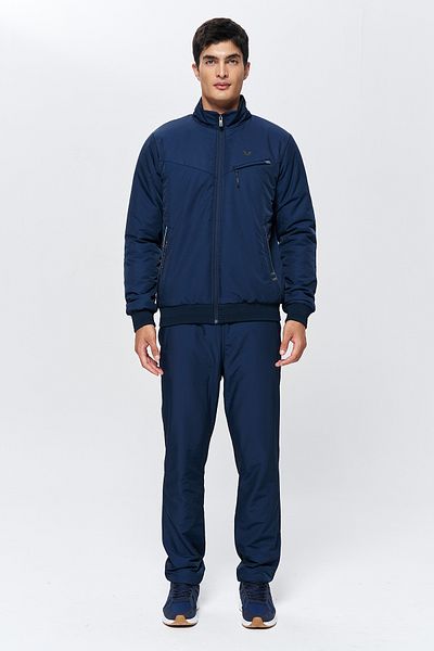 bilcee Men's Navy Blue Stand Collar Bottom Top Tracksuit Set 9849