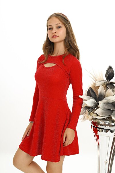 Trend Baby Kids Rochie roșie cu guler pentru fetiță 11-16 ani