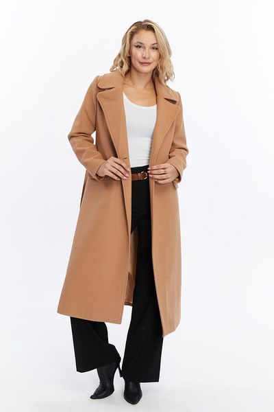 Appleline Palton lung oversize pentru femei CAMEL