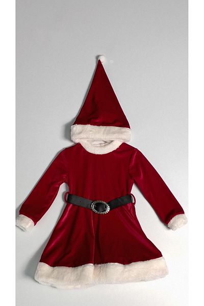 Trend Baby Kids 2-5 Years Girl's Beret Belted Christmas Dress